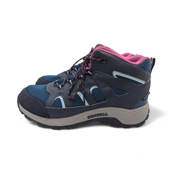 Merrell Womens Oakcreek Mid Lace Hiking Shoes Boots Size 7M Blue/Pink Textile Up - Picture 1 of 9